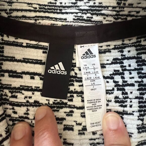 Adidas Womens Z.N.E Pulse Sweater Jacket Knit Wool Blend Ombre Grey Black Large - Picture 5 of 8